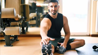 A man stretching his legs